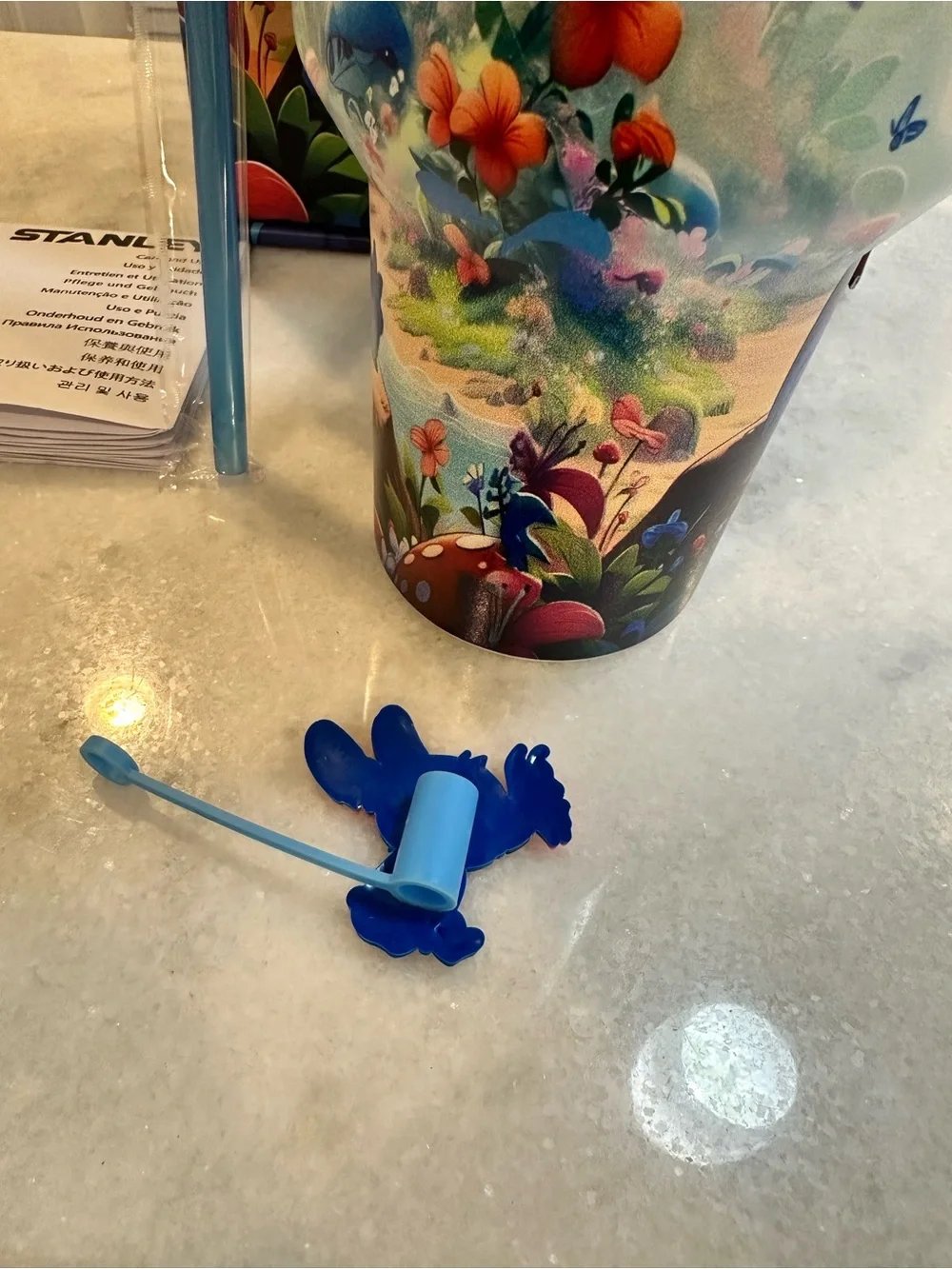 Stanley Unique Light Blue and Gold Lilo & Stitch Insulated Travel 40oz Tumbler - Picture 7 of 16